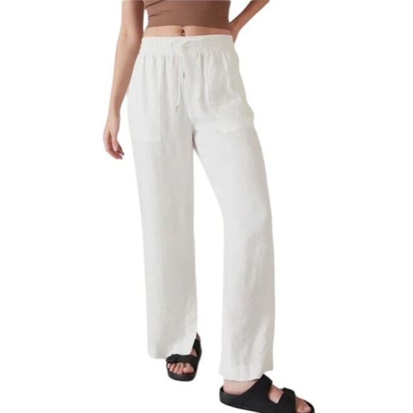 ATHLETA RETREAT LINEN CALLA LILY WHITE SIZE SMALL TALL - Picture 5 of 16